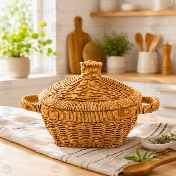 RATTAN TENCERE FORM KÜÇÜK BOY SEPET