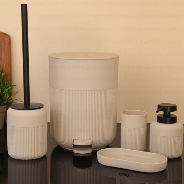 KREM YUVARLAK 5 PARÇA, AKRİLİK BANYO SET (9H31)