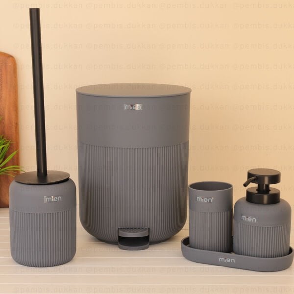 MN YUVARLAK GRİ 5 PARÇA BANYO SET 9H31