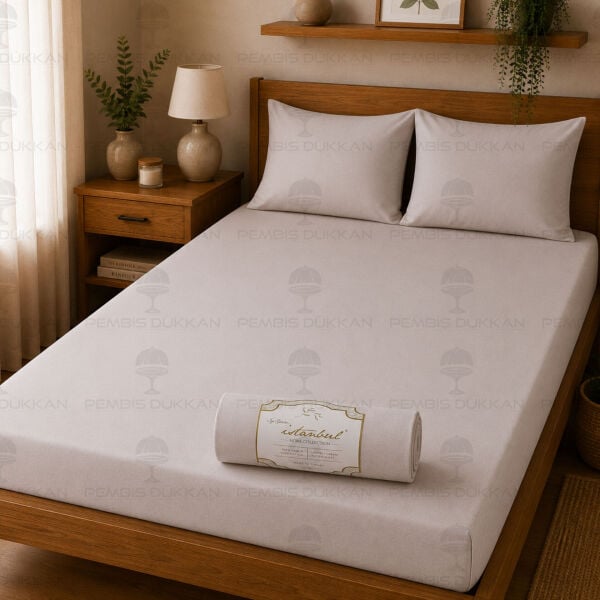 Ranforce Fitted Lastikli Çarşaf Set 200x200 Cm - Açık Bej