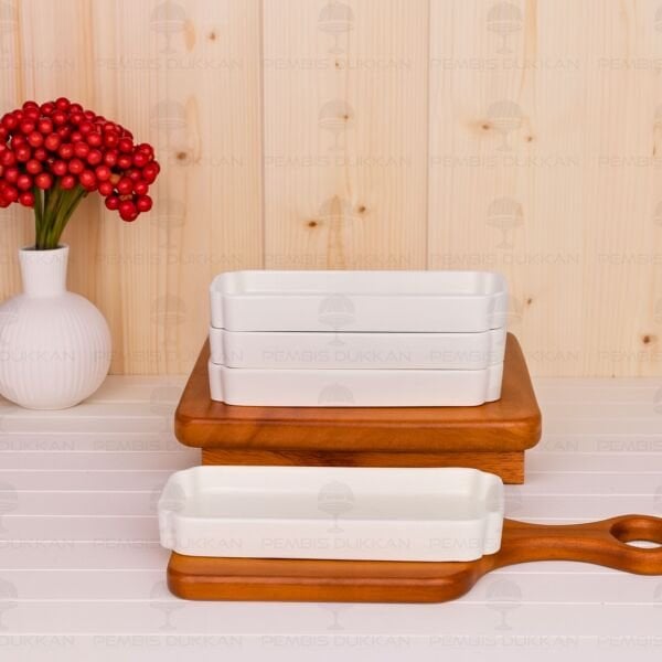 1 ADET LUCE DİKDÖRTGEN PORSELEN DAR UZUN KASE (14355)