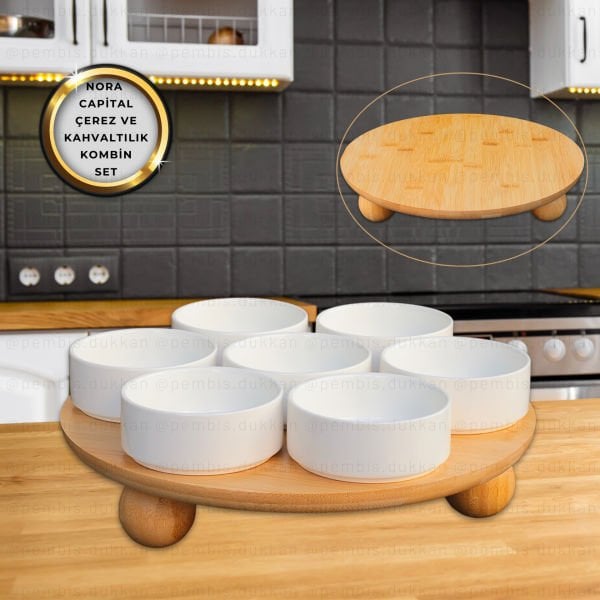 CAPİTAL MASA ORTASI BAMBU STANDLI, ÇEREZ & REÇELLİK KOMBİN SET 13 (985)