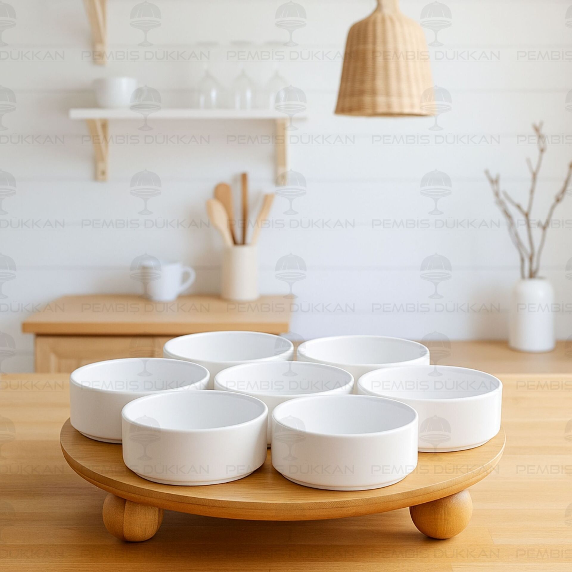 CAPİTAL MASA ORTASI BAMBU STANDLI, ÇEREZ & REÇELLİK KOMBİN SET 13 (985)