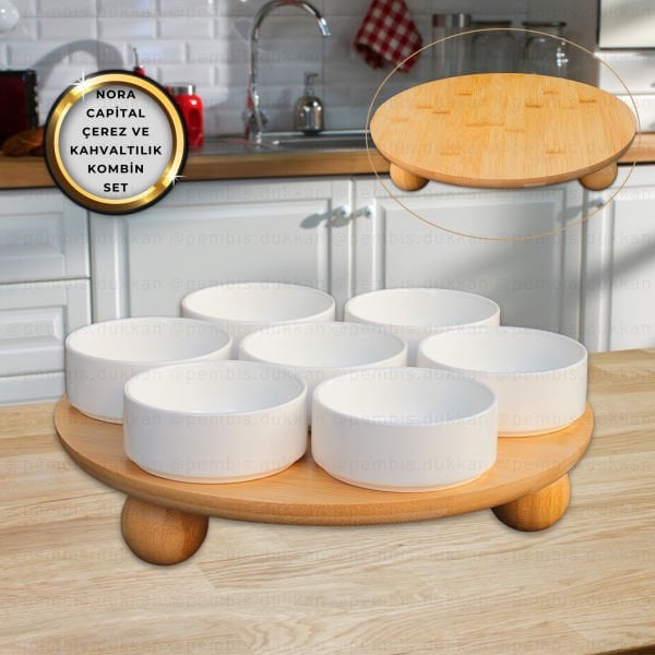 CAPİTAL MASA ORTASI BAMBU STANDLI, ÇEREZ & REÇELLİK KOMBİN SET 13 (985)