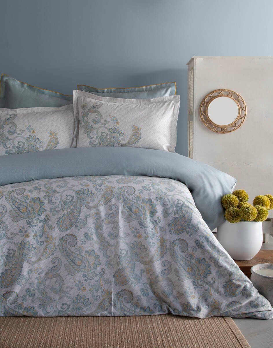 ELEGANCE SATEN ÇİFT KİŞİLİK NEVRESİM TAKIMI -BERTA İNDİGO