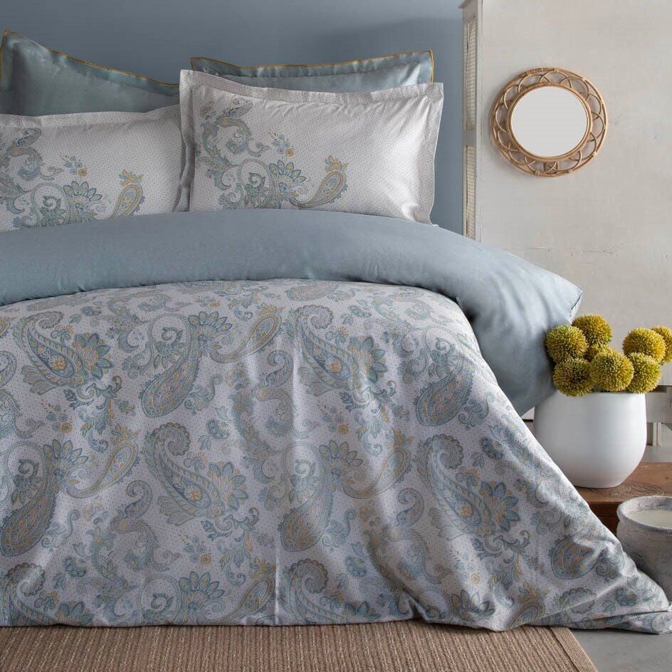 Elegance Saten Çift Kişilik Nevresim Takımı Berta İndigo