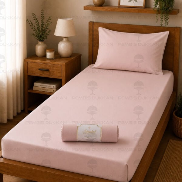 Ranforce Fitted Lastikli Çarşaf Set 100x200 Cm Pudra
