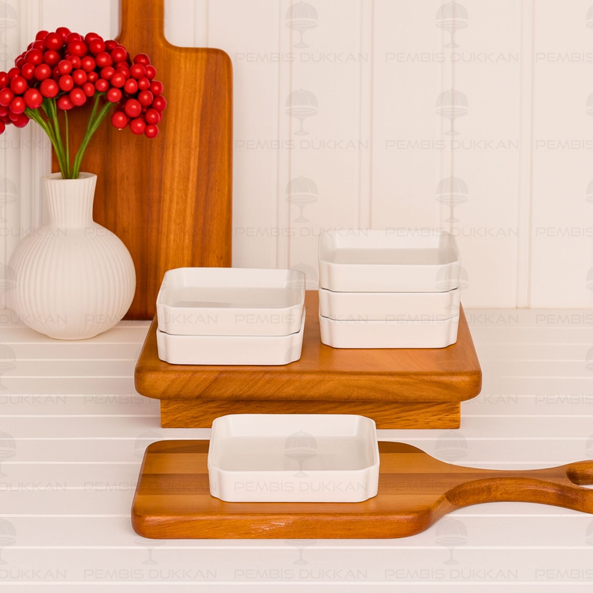 6 ADET LUCE KARE PORSELEN DÜZ KÜÇÜK KASE (14349)