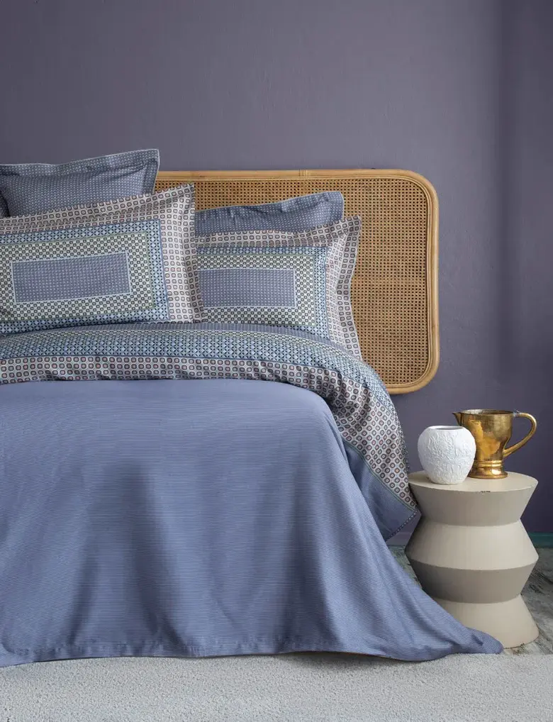 ELEGANCE SATEN ÇİFT KİŞİLİK NEVRESİM TAKIMI - REGİNA İNDİGO