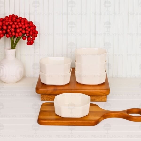 6 ADET MİRA SEKİZGEN PORSELEN KAHVALTILIK & ÇEREZ KASE (3119)