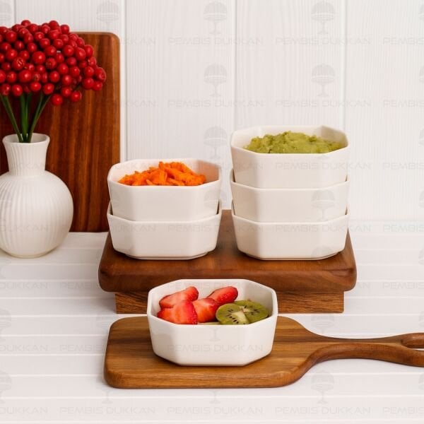 6 ADET MİRA SEKİZGEN PORSELEN KAHVALTILIK & ÇEREZ KASE (3119)