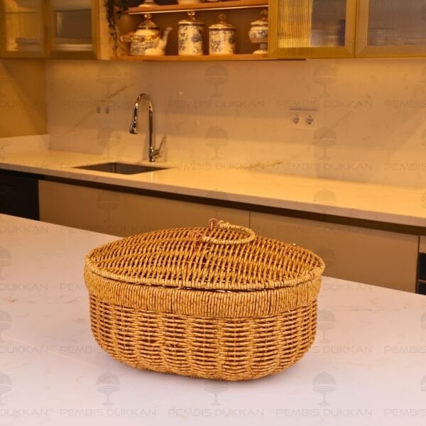 3lü Oval Kapaklı Rattan Sepet 209