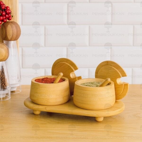 2Lİ BAMBU MELİA BAHARATLIK & REÇELLİK SET (7B184-1526)