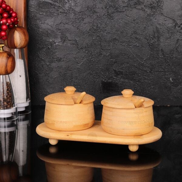 2Lİ BAMBU MELİA BAHARATLIK & REÇELLİK SET (7B184-1S26)