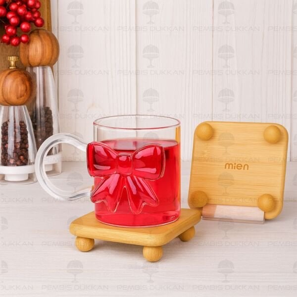 BAMBU TOP AYAKLI KARE KUPA & BARDAK ALTLIĞI (1568)