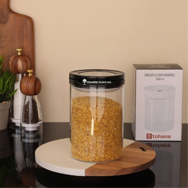 Siyah Tesora 1300ml Erzak Kavanozu (No:2)