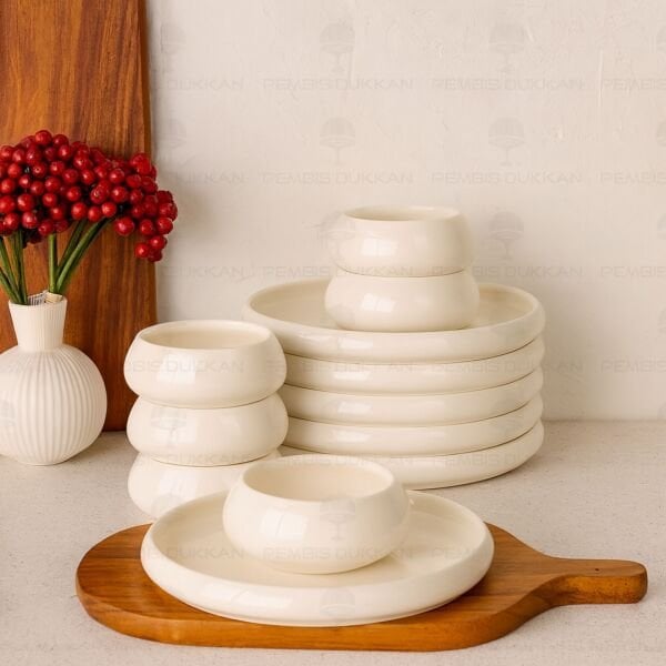 6 KİŞİLİK VENTO Mien BİREYSEL SERVİS & KASE KOMBİN SET NO1