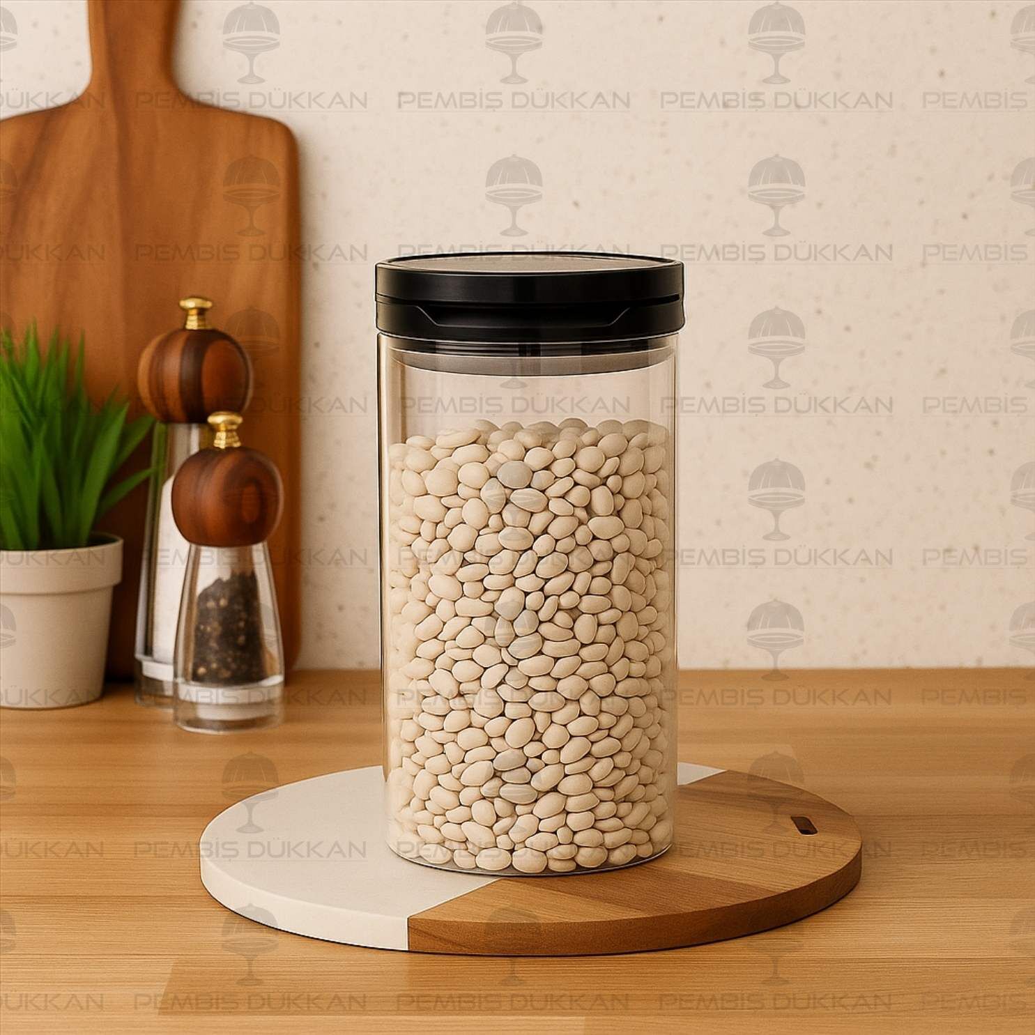 1 ADET SİYAH TESORA 1650ML ERZAK KAVANOZU (NO:3)