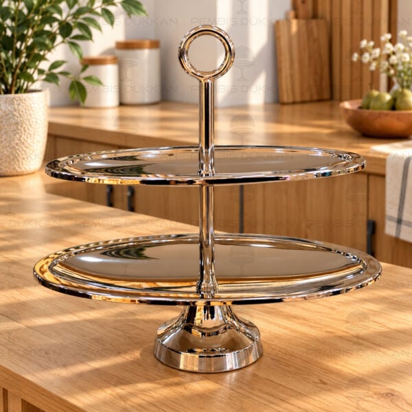 Silver 2 Katlı Oval Sunumluk (P-289.143593)