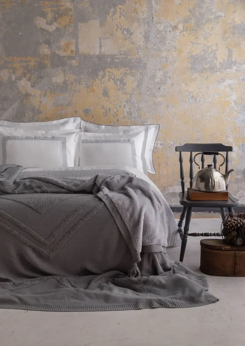 MONEDA GRAY ÇİFT KİŞİLİK YATAK ÖRTÜSÜ NEVRESİM SETİ