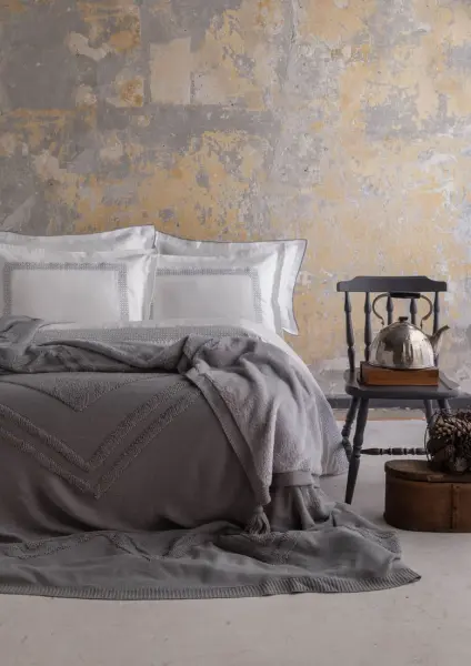 MONEDA GRAY ÇİFT KİŞİLİK YATAK ÖRTÜSÜ NEVRESİM SETİ