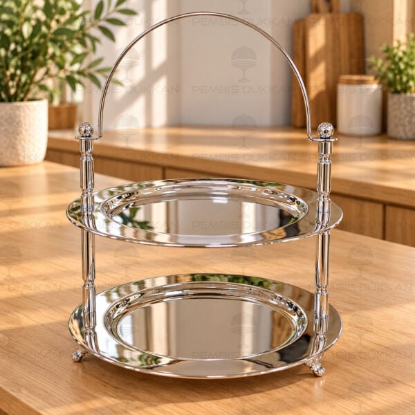 Silver 2 Katlı Yuvarlak Sunumluk (P-289.143586)