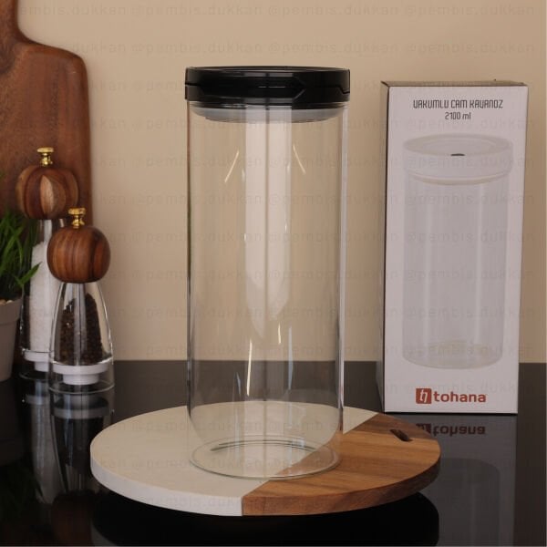 1 ADET 2100ML SİYAH TESORA THN KAVANOZ 4NO