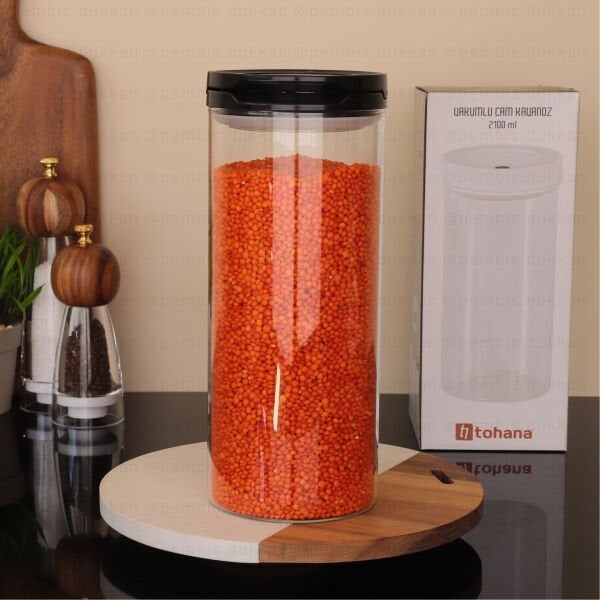 1 ADET 2100ML SİYAH TESORA THN KAVANOZ 4NO