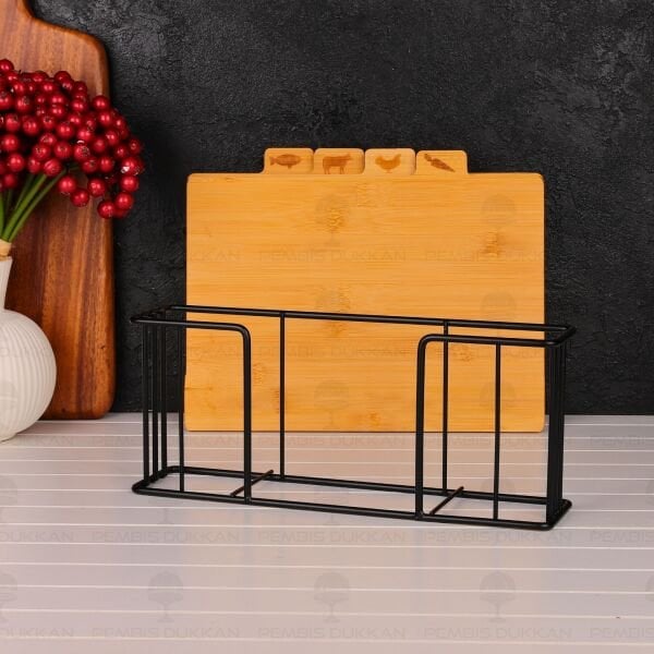 4LÜ BAMBU STANDLI KESİM PANO - KESME TAHTASI SETİ (8B88)