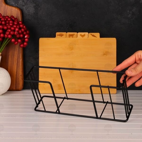 4LÜ BAMBU STANDLI KESİM PANO - KESME TAHTASI SETİ (8B88)