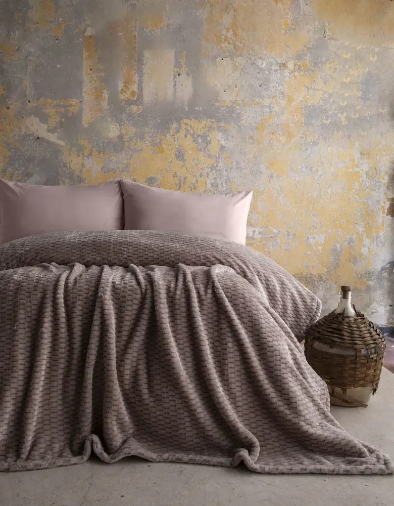 TRUSTY JAKAR DESEN TEK KİŞİLİK BATTANİYE 160x220CM - VİZON