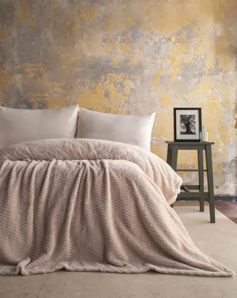 TRUSTY JAKAR DESEN TEK KİŞİLİK BATTANİYE 160x220CM - EKRU