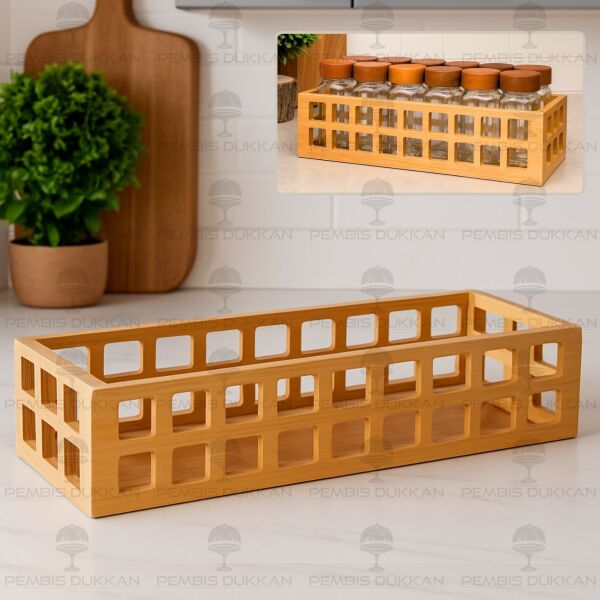 1 ADET DİKDÖRTGEN BAMBU KAFES ORGANİZER 1281