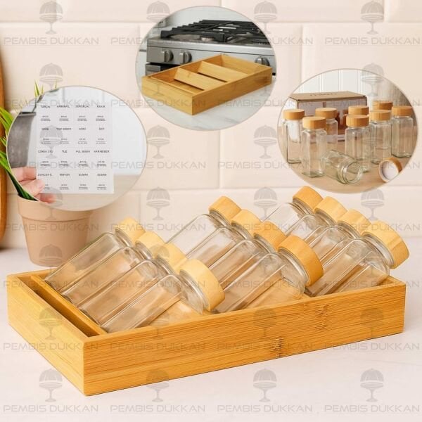 BAMBU ÇEKMECE İÇİ 3 BÖLMELİ BAHARATLIK STANDI (1455)