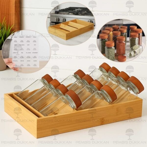 BAMBU ÇEKMECE İÇİ 3 BÖLMELİ BAHARATLIK STANDI (1455)