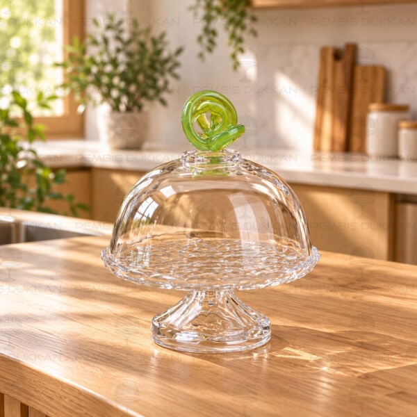 Yeşil Kapaklı Cam Kurabiye Fanusu (P-281.800330)