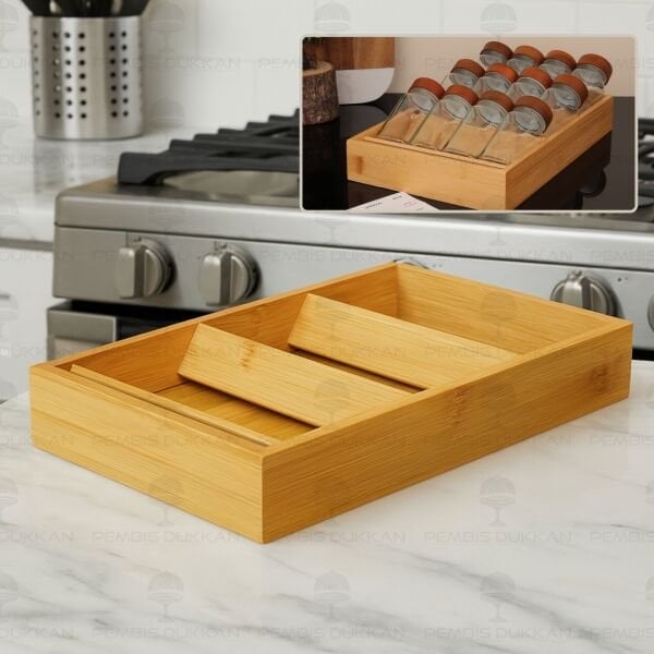 BAMBU ÇEKMECE İÇİ 3 BÖLMELİ BAHARATLIK STANDI (1455)