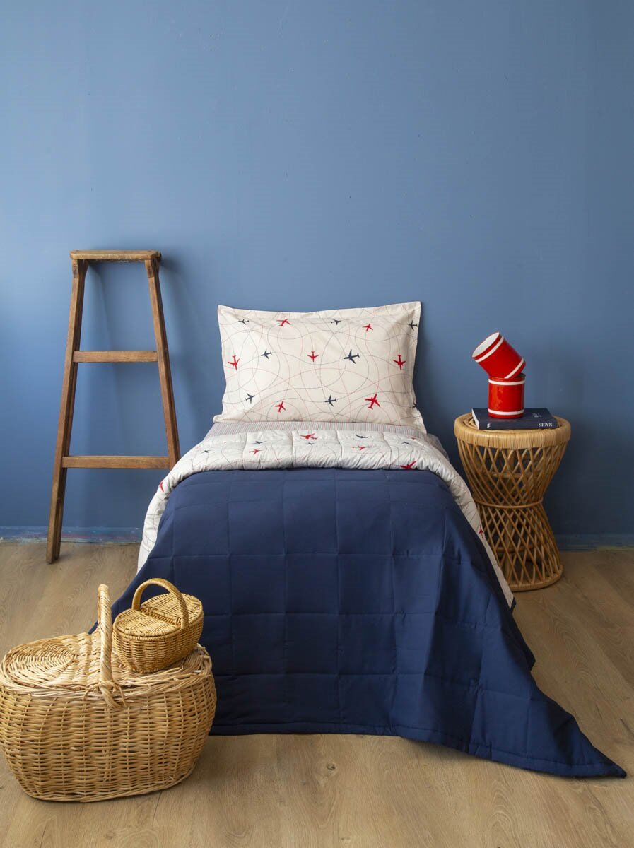 PLANE TEK KİŞİLİK YATAK ÖRTÜLÜ SET