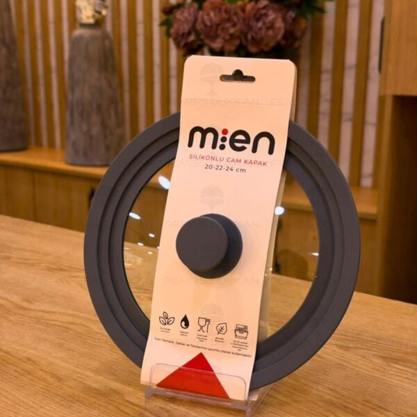 20-22-24 Cm Gri Silikon Kademeli Cam Kapak Orta