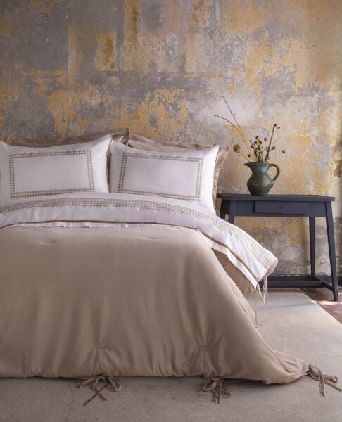 İCON KADİFE ÇİFT KİŞİLİK UYKU SETİ - BEJ