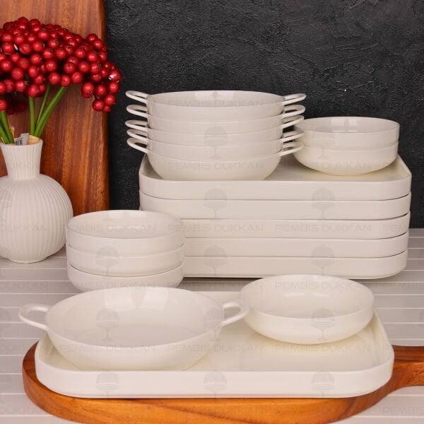 6 KİŞİLİK KUPRA Mien BİREYSEL SERVİS & KASE KOMBİN SET NO5