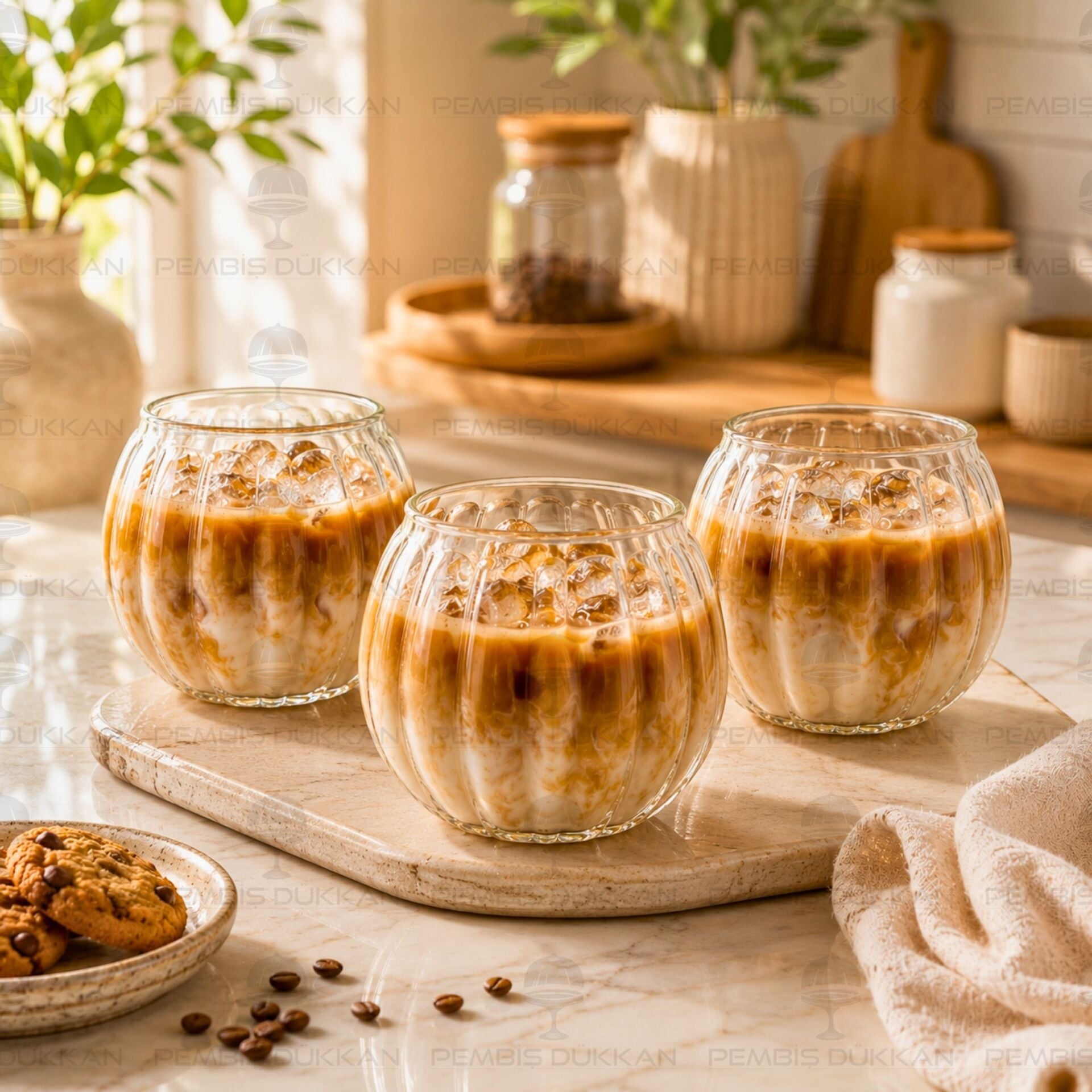 3lü Bal Kabağı 420ml Cam Bardak