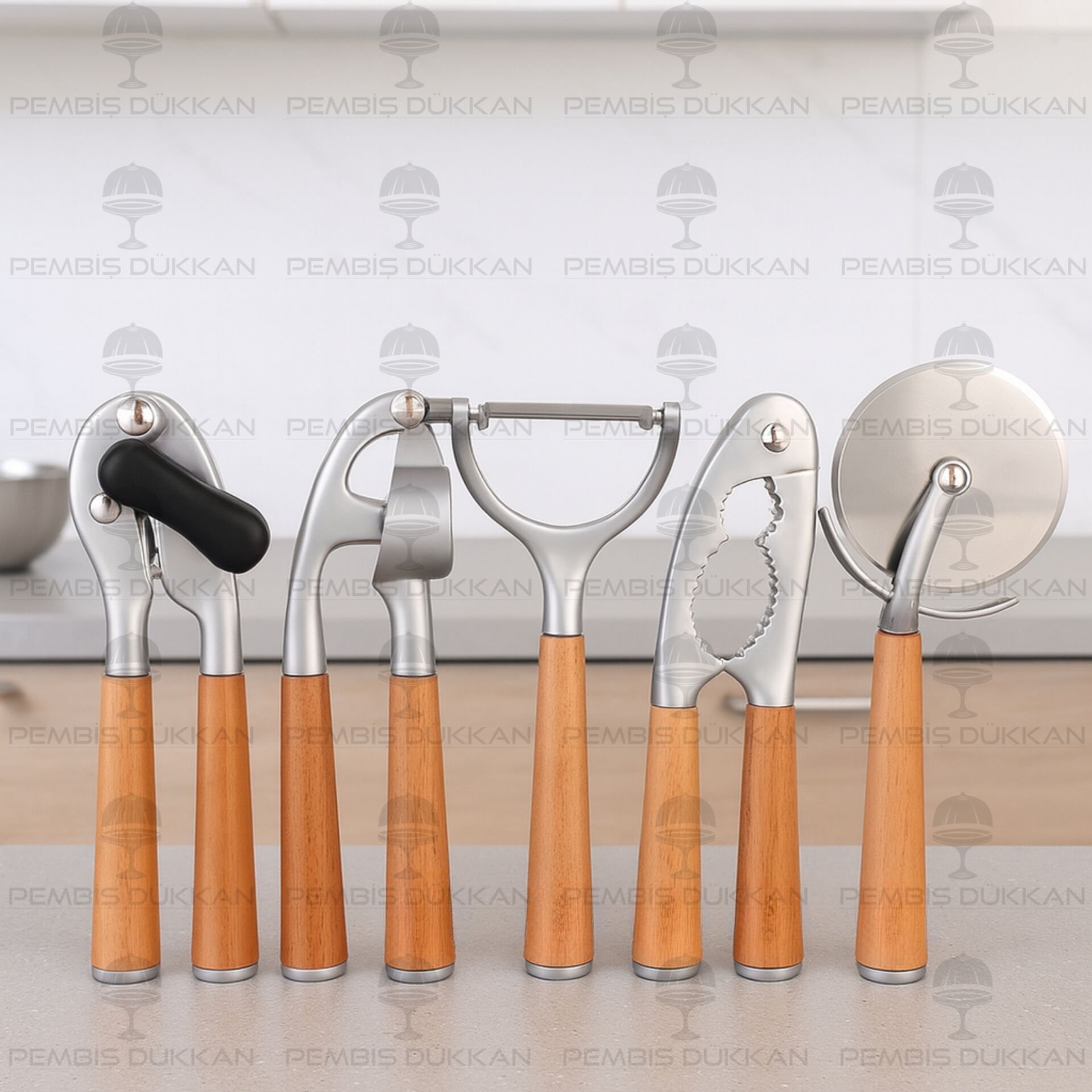 MN PRATEG AKASYA SAPLI PRATİK EV GEREÇ 5Lİ KOMBİN SET NO1