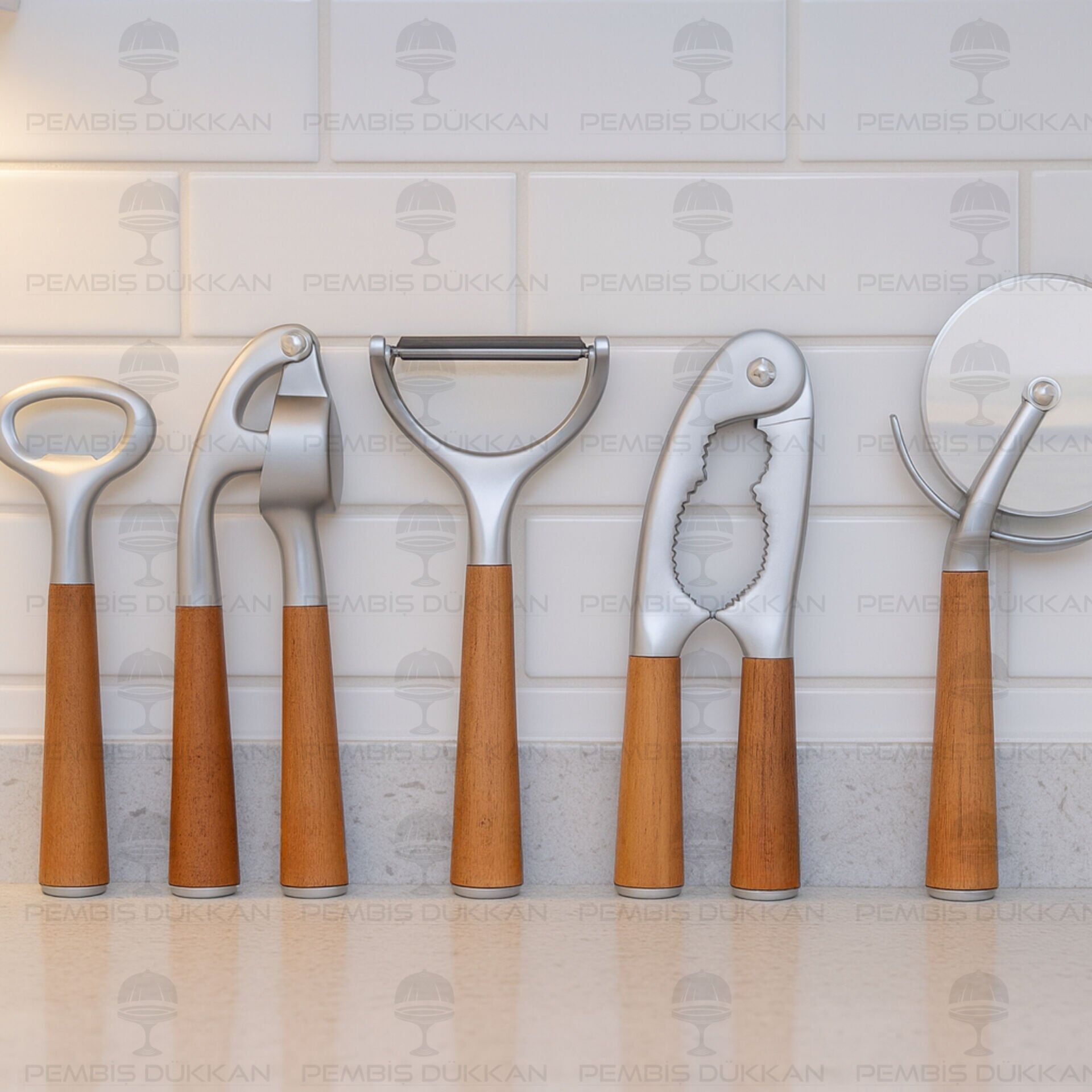 MN PRATEG AKASYA SAPLI PRATİK EV GEREÇ 5Lİ KOMBİN SET NO3