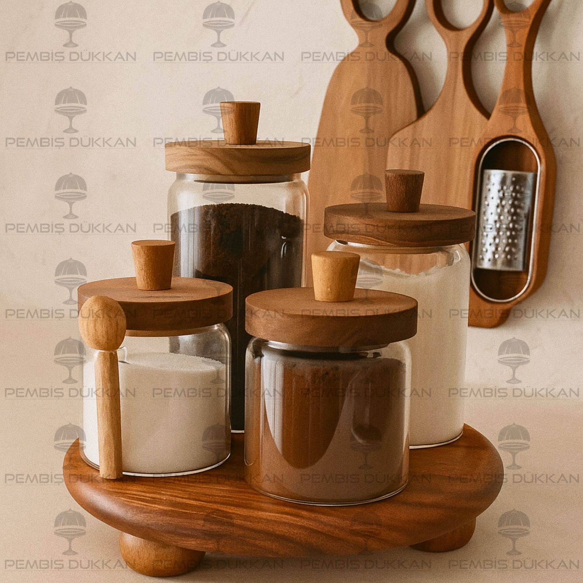 4LÜ NOMİ TEZGAH ÜSTÜ KAVANOZ KOMBİN SET 1 (AKS143)