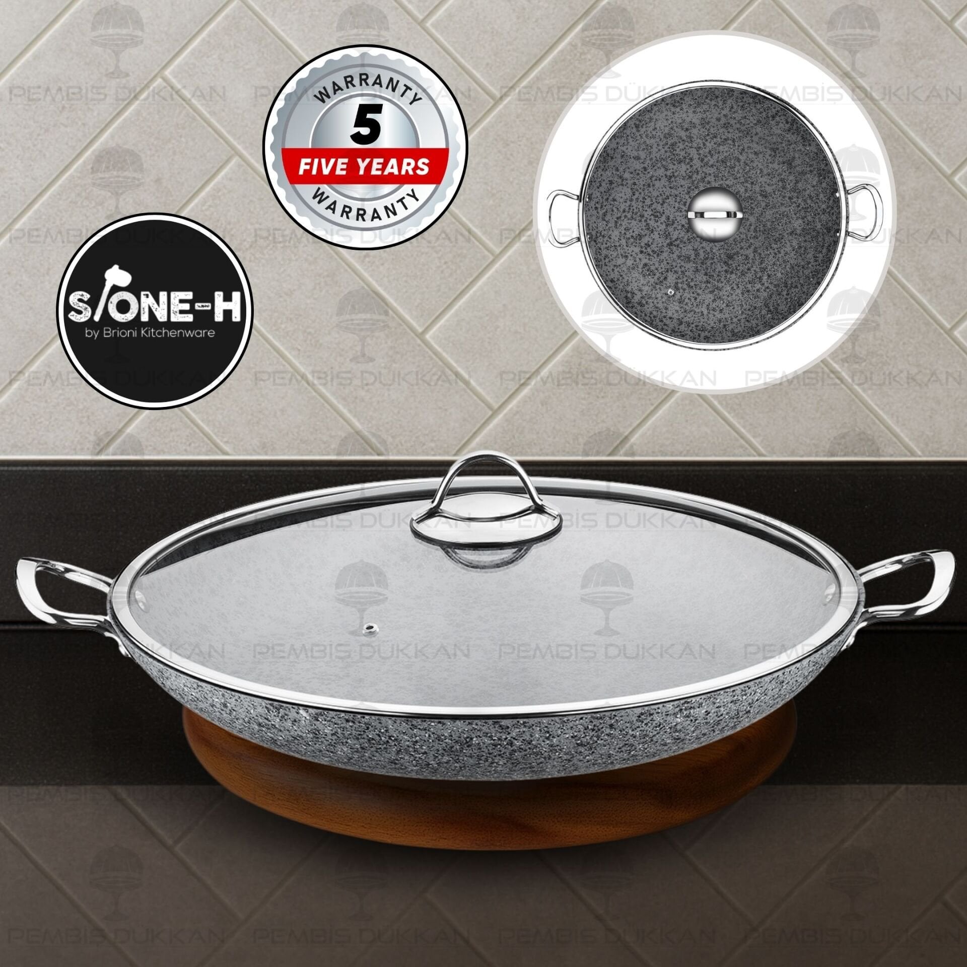 Brioni Stone-Age Gri 38 Cm Şef Tenceresi