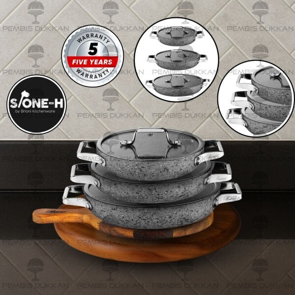 BRİONİ STONE-H 3LÜ KAPAKLI SAHAN SET