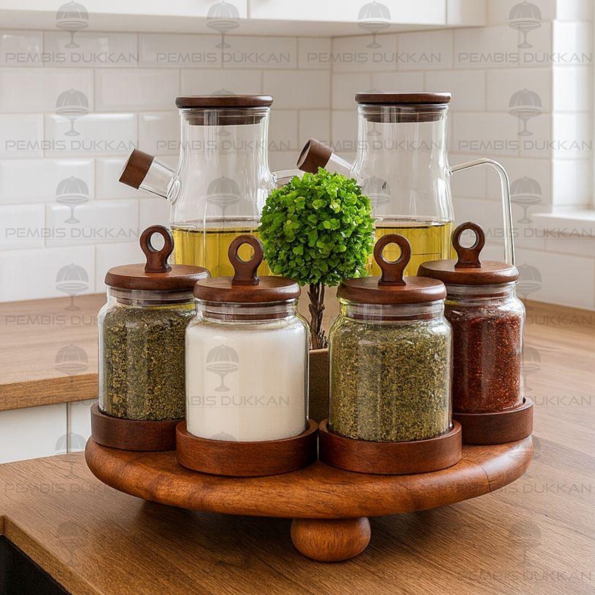 6LI AKASYA STANDLI SERENİT & KENZO OCAK YANI YAĞDANLIK KOMBİN SET