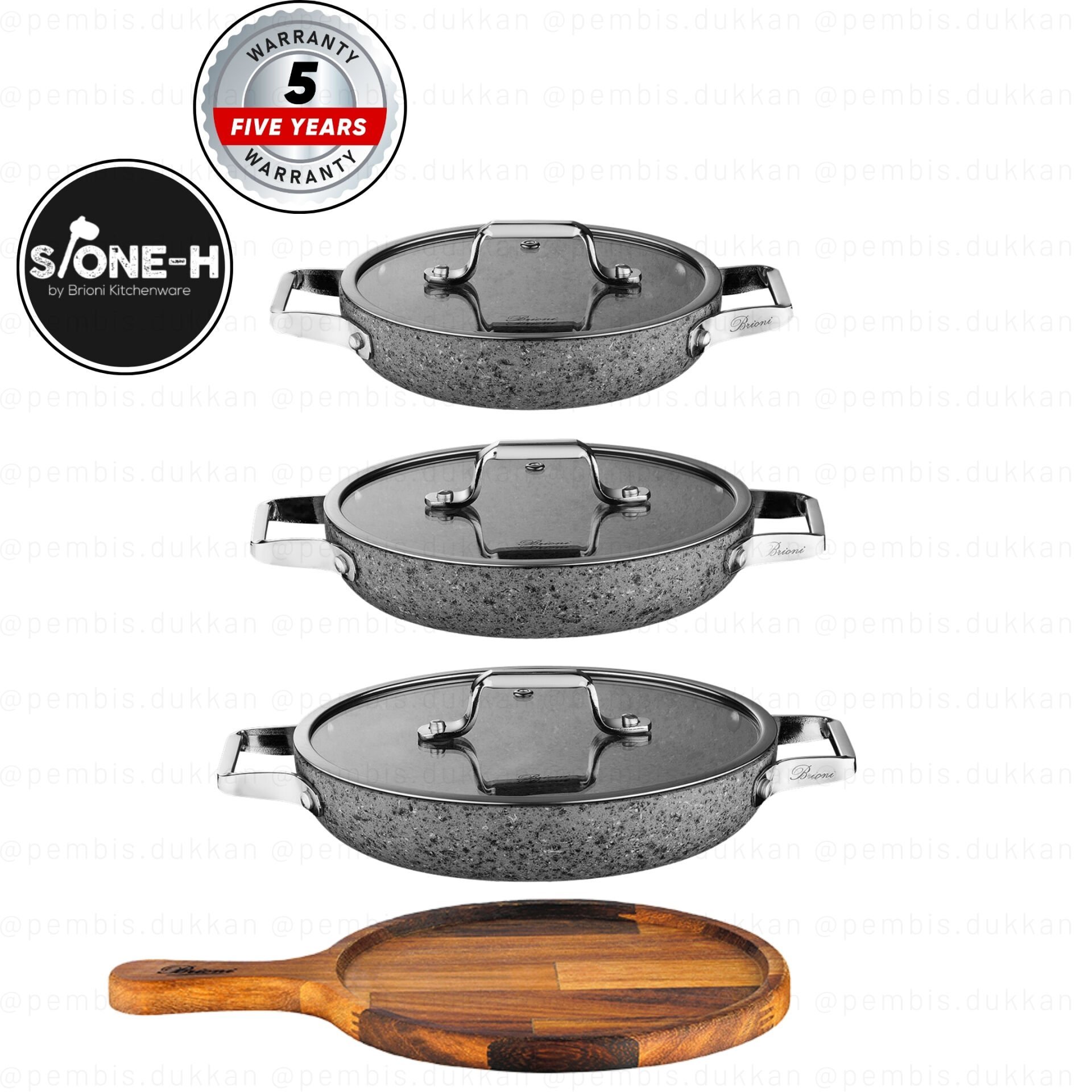 BRİONİ STONE-H 3LÜ KAPAKLI SAHAN SET