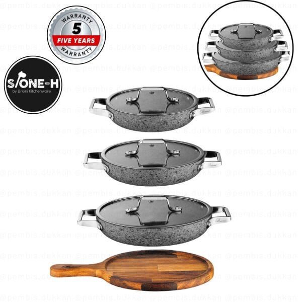BRİONİ STONE-H 3LÜ KAPAKLI SAHAN SET